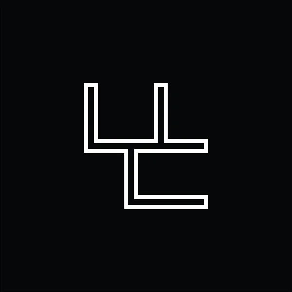 ラインスタイルのブラックグランドデザインテンプレートとUcロゴのモノグラム — ストックベクタ