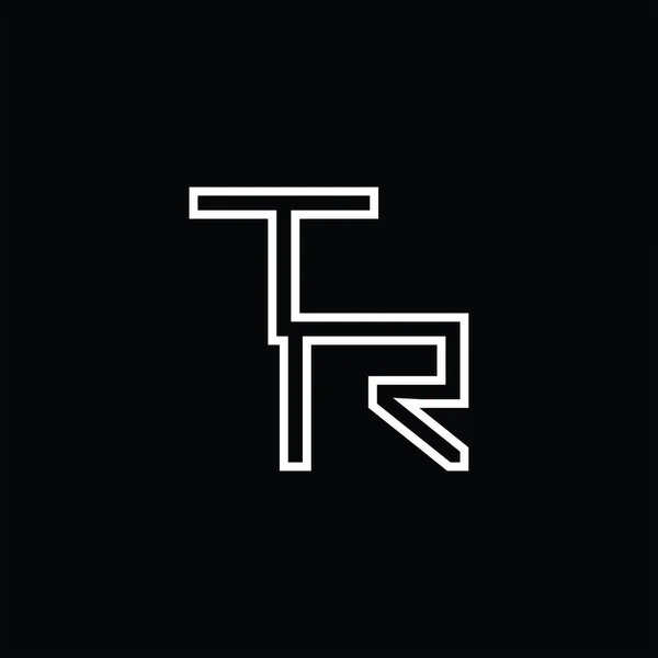 ラインスタイルブラックグランドデザインテンプレートとTrロゴモノグラム — ストックベクタ