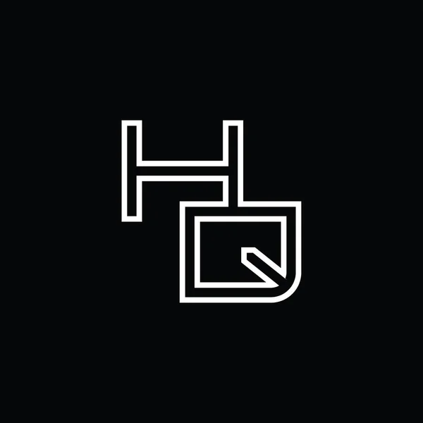 ラインスタイルのブラックグランドデザインテンプレートとHqロゴのモノグラム — ストックベクタ