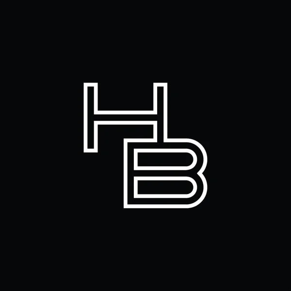 ラインスタイルブラックグランドデザインテンプレートとHbロゴのモノグラム — ストックベクタ