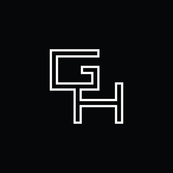 線のスタイルの黒地のデザインテンプレートとGhのロゴのモノグラム — ストックベクタ