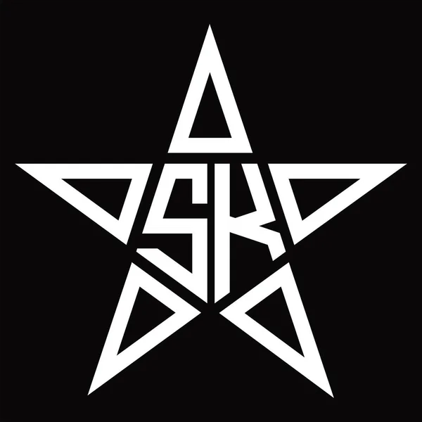 Monograma Logo Con Forma Estrella Plantilla Diseño Blackground — Vector de stock