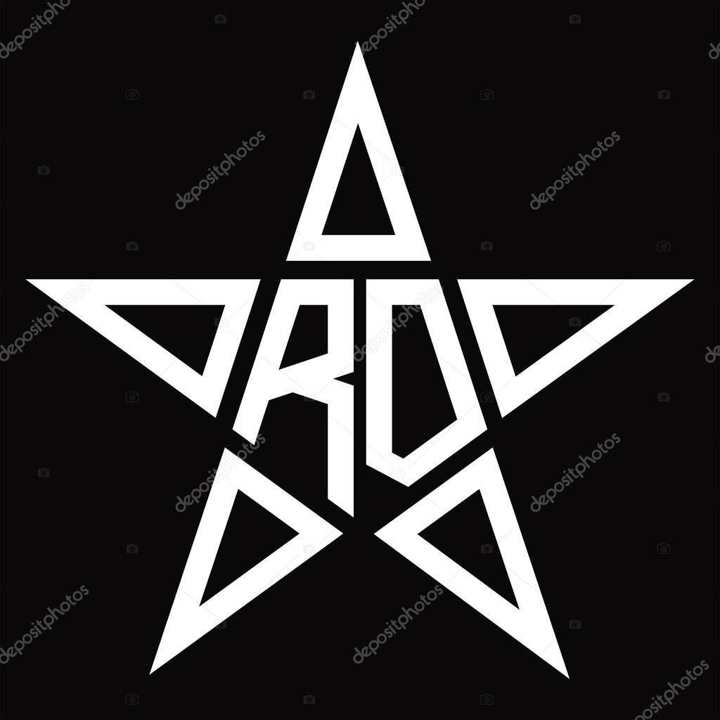 RD Logo monogram with star shape on blackground design template