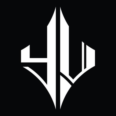 Siyah zemin dizayn şablonunda elmas şekilli YV logosu