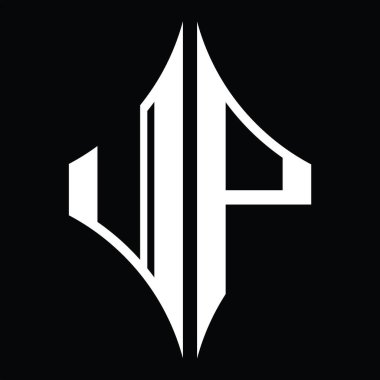 UP logo monogramı karasal zemin dizayn şablonunda elmas şekilli