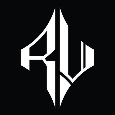 RV Logo monogram with diamond shape on blackground design template