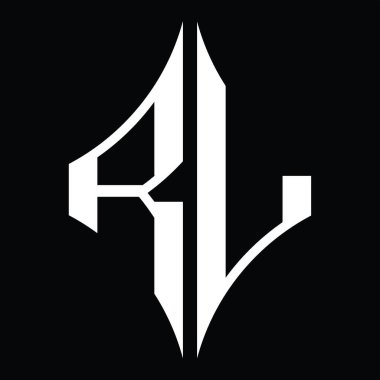 RL Logo monogram with diamond shape on blackground design template