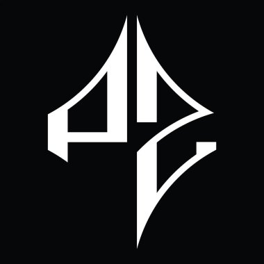 PZ Logo monogram with diamond shape on blackground design template