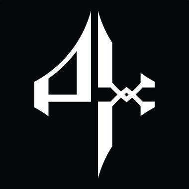 PX Logo monogram with diamond shape on blackground design template