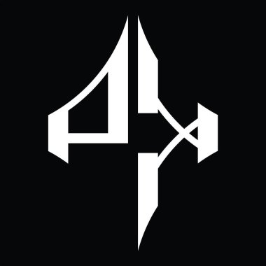 PK Logo monogram with diamond shape on blackground design template