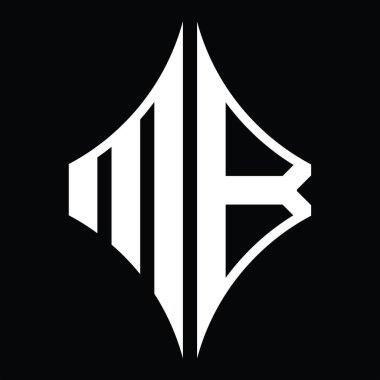 MB Logo monogram with diamond shape on blackground design template