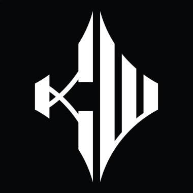 KW Logo monogram with diamond shape on blackground design template