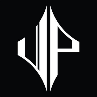 JP Logo monogram with diamond shape on blackground design template