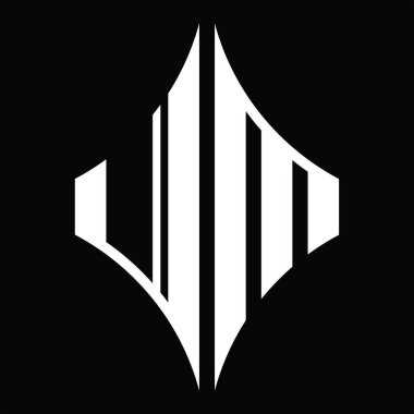JM Logo monogram with diamond shape on blackground design template
