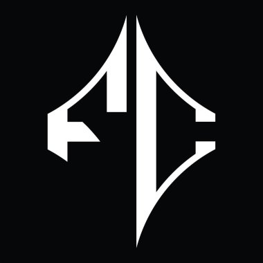 FC Logo monogram with diamond shape on blackground design template