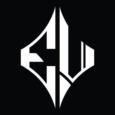 EV Logo monogram with diamond shape on blackground design template