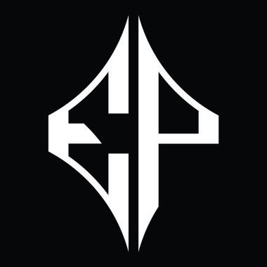 EP Logo monogram with diamond shape on blackground design template