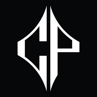 CP Logo monogram with diamond shape on blackground design template