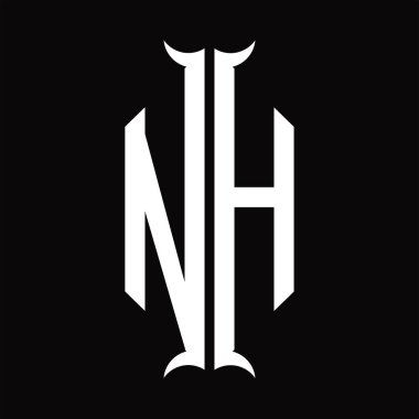 NH Logo monogram with horn shape design template