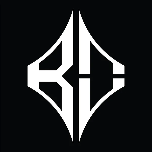 Logo Monogram Diamantovým Tvarem Šabloně Černého Podkladu — Stockový vektor
