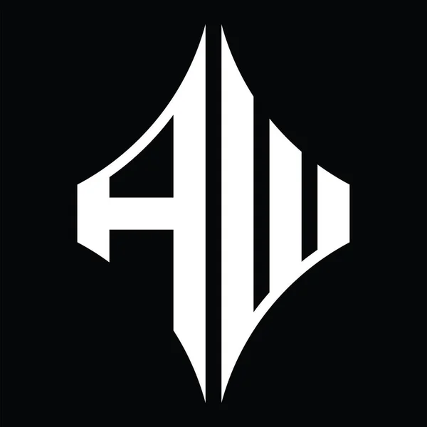 Монограма Логотипу Формою Алмазу Шаблоні Дизайну Чорного Фону — стоковий вектор