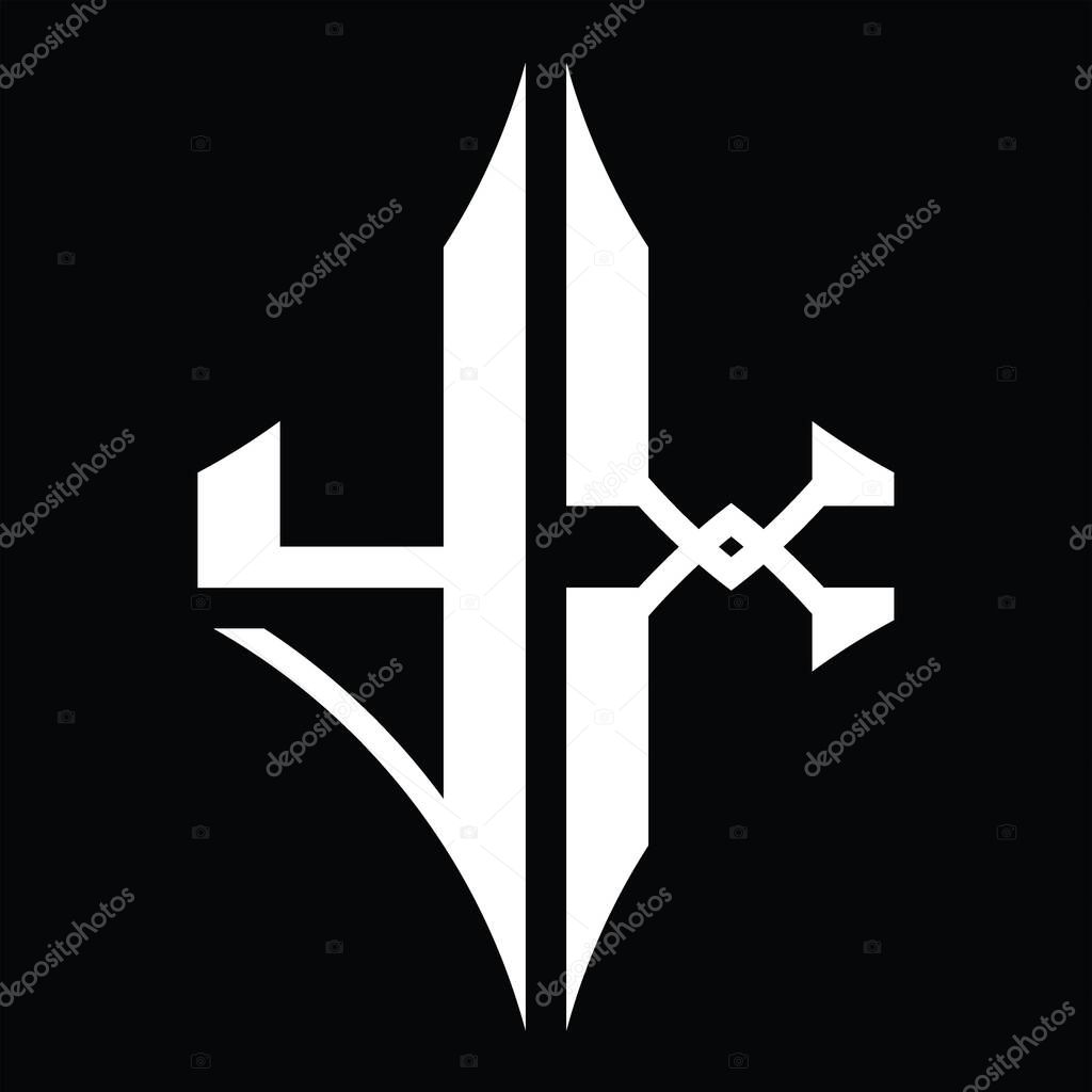 YX YLogo monogram with diamond shape on blackground design template