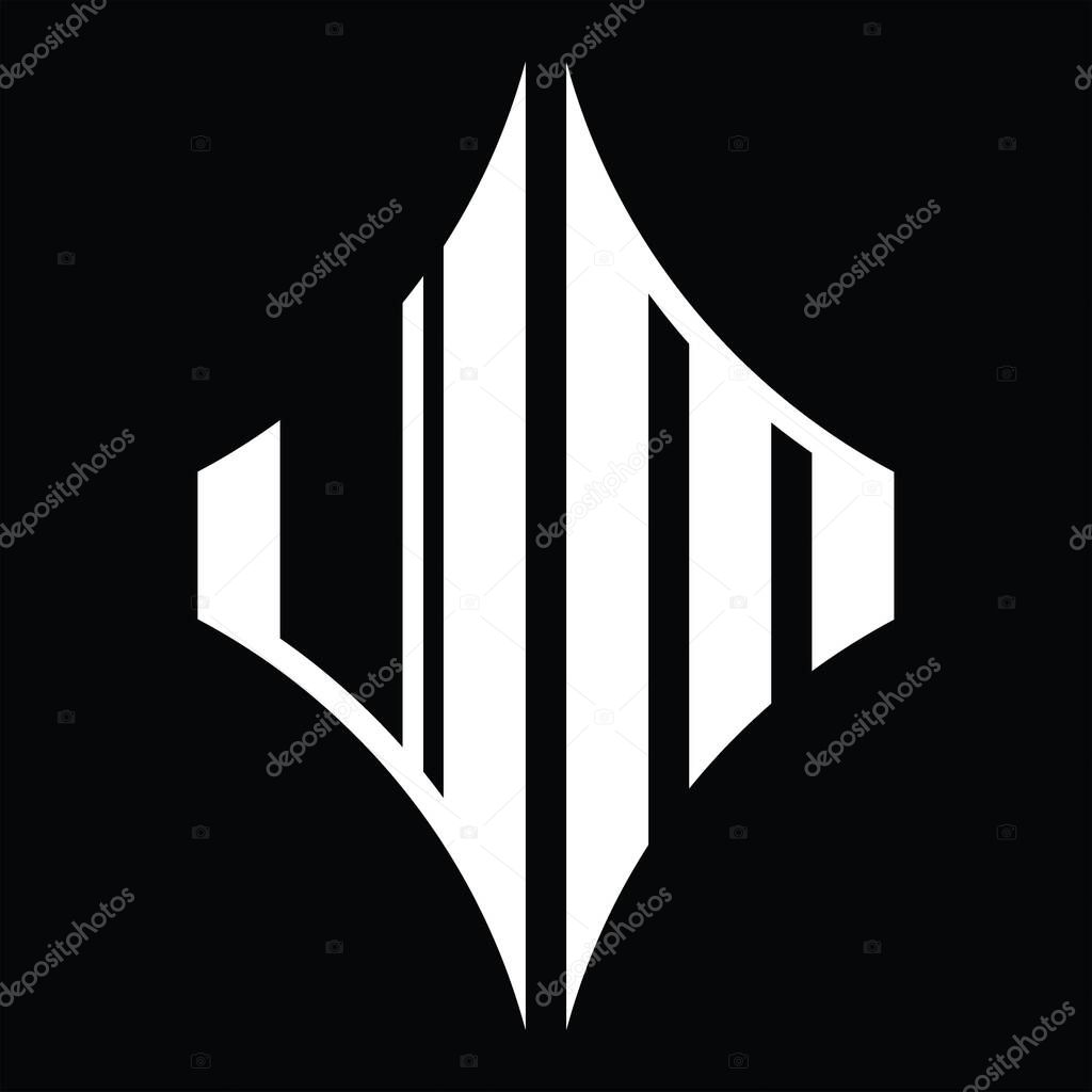 JM Logo monogram with diamond shape on blackground design template