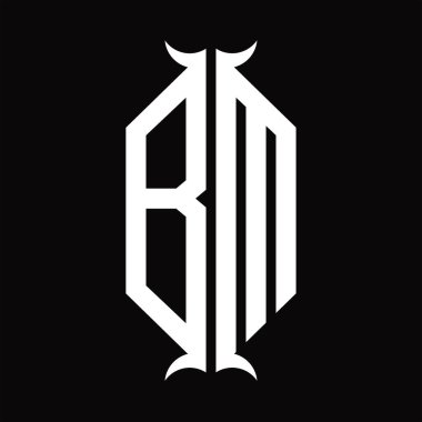 BM Logo monogramı boynuz şekli tasarım şablonu