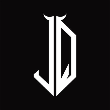 Siyah arkaplanda izole edilmiş siyah-beyaz tasarım şablonu olan logo monogramı