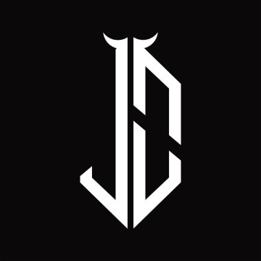 Siyah arkaplanda izole edilmiş siyah-beyaz tasarım şablonu olan logo monogramı