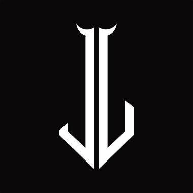 Siyah arkaplanda izole edilmiş siyah-beyaz tasarım şablonu olan logo monogramı