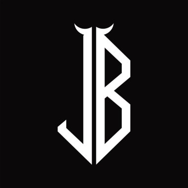 Siyah arkaplanda izole edilmiş siyah-beyaz tasarım şablonu olan logo monogramı