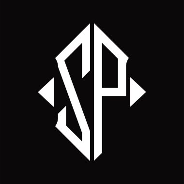 Kalkan şekilli ZP logo monogramı izole edilmiş siyah arkaplan tasarım şablonu