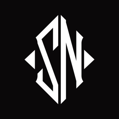 Kalkan şekilli ZN logo monogramı izole edilmiş siyah arkaplan tasarım şablonu