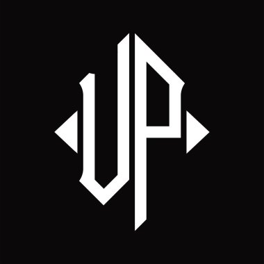 Kalkan şekilli VP logo monogramı izole edilmiş siyah arkaplan tasarım şablonu