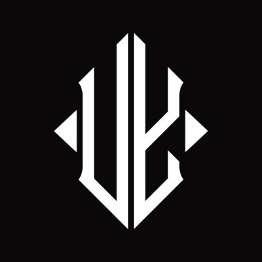 Kalkan şekilli UYLogo monogramı izole edilmiş siyah arkaplan tasarım şablonu