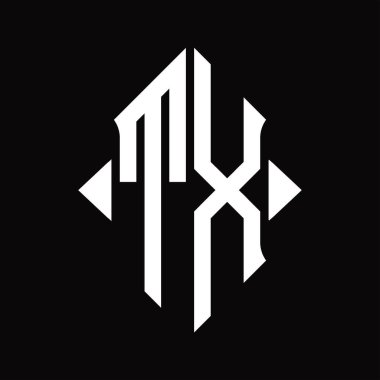 Kalkan şekilli TX logo monogramı izole edilmiş siyah arkaplan tasarım şablonu