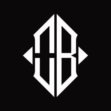 OB logo monogramı kalkan şekli izole edilmiş siyah arkaplan tasarım şablonu
