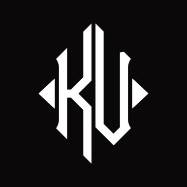 Kalkan şekilli KV logo monogramı izole edilmiş siyah arkaplan tasarım şablonu
