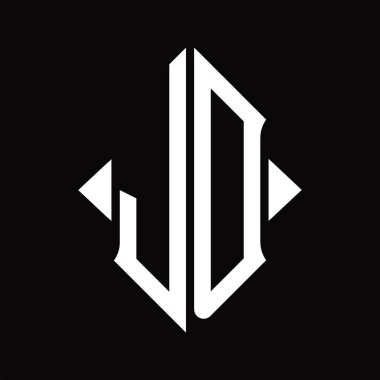 Kalkan şekilli JD logo monogramı izole edilmiş siyah arkaplan tasarım şablonu