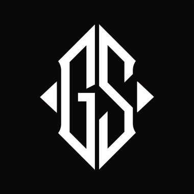 GGS logo monogramı kalkan şekli izole edilmiş siyah arkaplan tasarım şablonu