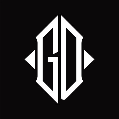 Kalkan şekilli GD logo monogramı izole edilmiş siyah arkaplan tasarım şablonu