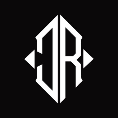 Kalkan şekilli CR logo monogramı izole edilmiş siyah arkaplan tasarım şablonu