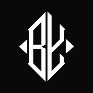 Kalkan şekilli logo monogramı ile izole edilmiş siyah arkaplan tasarım şablonu