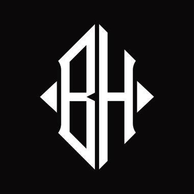 Kalkan şekilli BH logosu izole edilmiş siyah arkaplan tasarım şablonu