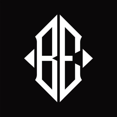 İzole edilmiş siyah arkaplan tasarım şablonuna sahip BE logo monogramı