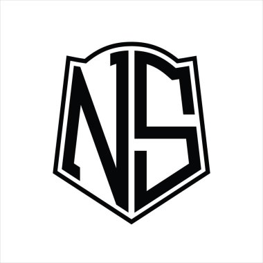 Beyaz arkaplanda izole edilmiş NS Logo tasarım şablonu