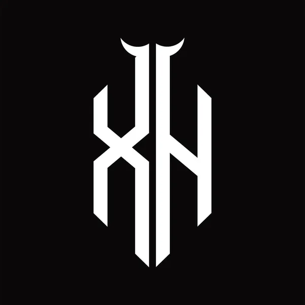Logo Monogramm Mit Horn Form Isoliert Schwarz Weiß Design Vorlage — Stockvektor