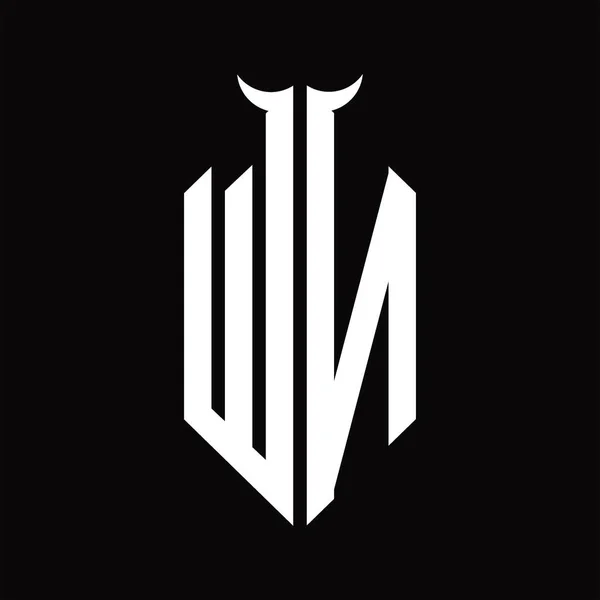 Logo Monogram Tvarem Rohu Izolované Černobílé Designu Šablony Černém Pozadí — Stockový vektor