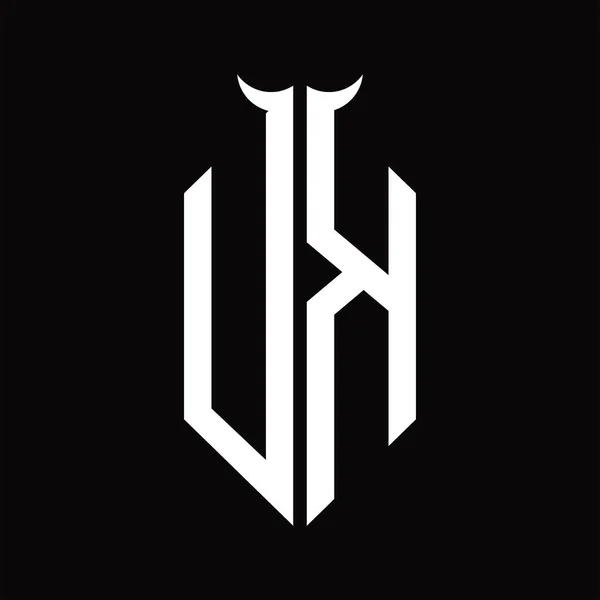 Logo Monogram Szarv Alakú Elszigetelt Fekete Fehér Design Sablon Fekete — Stock Vector